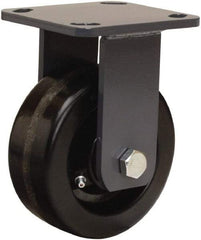 Hamilton - 5" Diam x 2" Wide x 6-1/2" OAH Top Plate Mount Rigid Caster - Phenolic, 1,000 Lb Capacity, Straight Roller Bearing, 4 x 4-1/2" Plate - Americas Industrial Supply