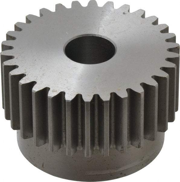 Browning - 12 Pitch, 2-1/2" Pitch Diam, 2.66" OD, 30 Tooth Spur Gear - 1" Face Width, 3/4" Bore Diam, 2-1/4" Hub Diam, 20° Pressure Angle, Steel - Americas Industrial Supply