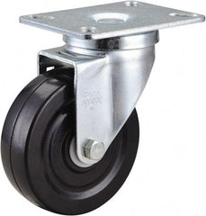 Value Collection - 4" Diam x 1-1/4" Wide x 5-1/8" OAH Top Plate Mount Swivel Caster - Hard Rubber, 200 Lb Capacity, Ball Bearing, 3-1/4 x 4" Plate - Americas Industrial Supply