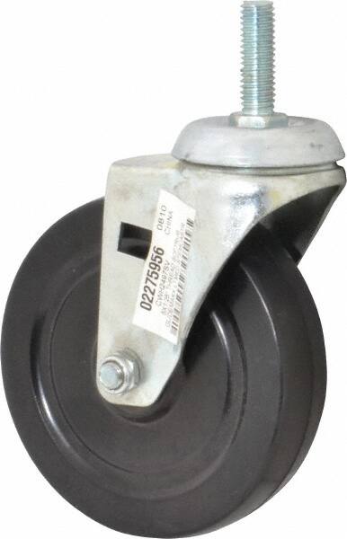 Value Collection - 5" Diam x 1-1/4" Wide x 6-1/8" OAH Stem Mount Swivel Caster - Soft Rubber, 200 Lb Capacity, Plain Bearing, 1/2-13 x 1-1/2" Threaded Stem - Americas Industrial Supply