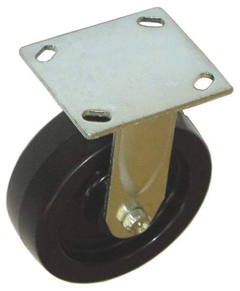 Value Collection - 4" Diam x 2" Wide x 5-5/8" OAH Top Plate Mount Rigid Caster - Phenolic, 800 Lb Capacity, Roller Bearing, 4 x 4-1/2" Plate - Americas Industrial Supply