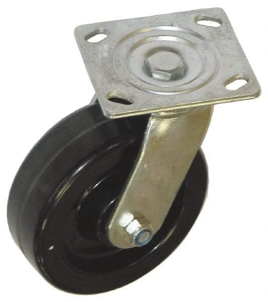 Value Collection - 6" Diam x 2" Wide x 7-1/2" OAH Top Plate Mount Swivel Caster - Phenolic, 1,200 Lb Capacity, Roller Bearing, 4 x 4-1/2" Plate - Americas Industrial Supply