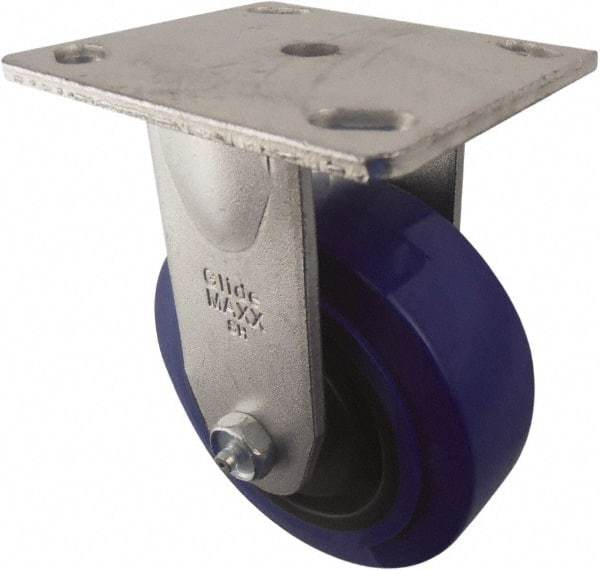 Value Collection - 5" Diam x 2" Wide x 6-1/2" OAH Top Plate Mount Rigid Caster - Polypropylene, 580 Lb Capacity, Roller Bearing, 4 x 4-1/2" Plate - Americas Industrial Supply