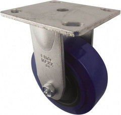 Value Collection - 5" Diam x 2" Wide x 6-1/2" OAH Top Plate Mount Rigid Caster - Polypropylene, 580 Lb Capacity, Roller Bearing, 4 x 4-1/2" Plate - Americas Industrial Supply