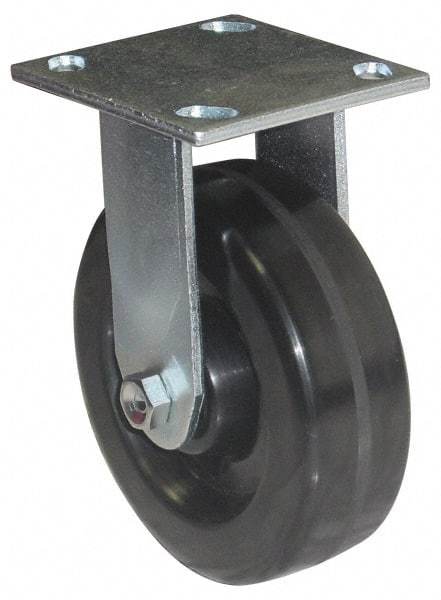 Value Collection - 5" Diam x 2" Wide x 6-1/2" OAH Top Plate Mount Rigid Caster - Phenolic, 1,100 Lb Capacity, Roller Bearing, 4 x 4-1/2" Plate - Americas Industrial Supply