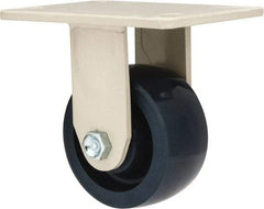 Value Collection - 4" Diam x 2" Wide x 5-5/8" OAH Top Plate Mount Rigid Caster - Polyurethane, 600 Lb Capacity, Roller Bearing, 4-1/2 x 6-1/4" Plate - Americas Industrial Supply