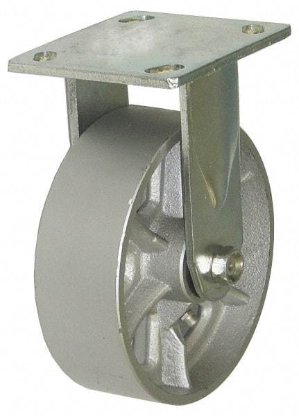 Value Collection - 5" Diam x 2" Wide x 6-1/2" OAH Top Plate Mount Rigid Caster - Semi-Steel, 1,000 Lb Capacity, Roller Bearing, 4-1/2 x 6-1/4" Plate - Americas Industrial Supply