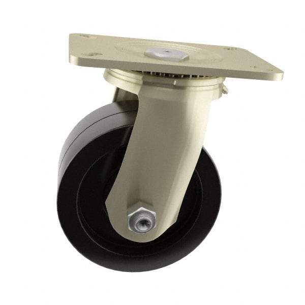 Value Collection - 4" Diam x 2" Wide x 5-5/8" OAH Top Plate Mount Swivel Caster - Polyurethane, 600 Lb Capacity, Delrin Bearing, 4 x 4-1/2" Plate - Americas Industrial Supply