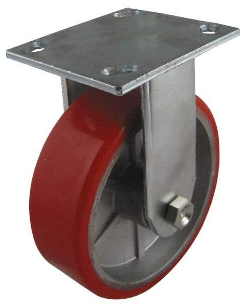 Value Collection - 4" Diam x 2" Wide x 5-5/8" OAH Top Plate Mount Rigid Caster - Polyurethane, 700 Lb Capacity, Roller Bearing, 4 x 4-1/2" Plate - Americas Industrial Supply