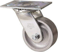 Value Collection - 4" Diam x 1-1/2" Wide x 5" OAH Top Plate Mount Swivel Caster - Semi-Steel, 400 Lb Capacity, Plain Bearing, 4 x 5" Plate - Americas Industrial Supply