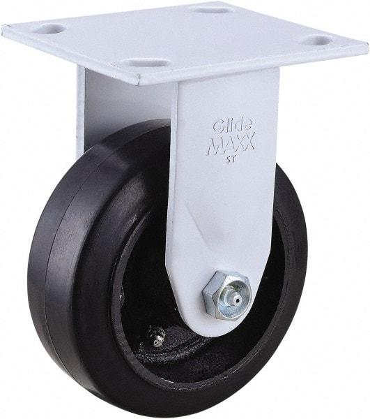 Value Collection - 5" Diam x 2" Wide x 6-1/2" OAH Top Plate Mount Rigid Caster - Hard Rubber, 350 Lb Capacity, Roller Bearing, 4 x 4-1/2" Plate - Americas Industrial Supply