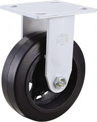 Value Collection - 6" Diam x 2" Wide x 7-1/2" OAH Top Plate Mount Rigid Caster - Hard Rubber, 410 Lb Capacity, Roller Bearing, 4 x 4-1/2" Plate - Americas Industrial Supply