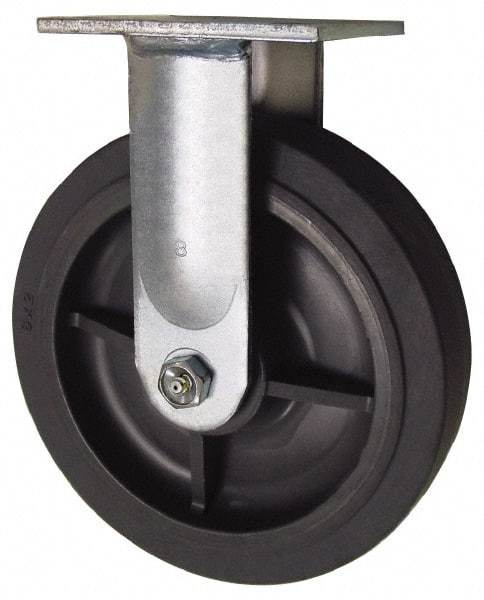 Value Collection - 8" Diam x 2" Wide x 9-1/2" OAH Top Plate Mount Rigid Caster - Soft Rubber, 675 Lb Capacity, Roller Bearing, 4 x 4-1/2" Plate - Americas Industrial Supply
