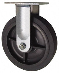 Value Collection - 8" Diam x 2" Wide x 9-1/2" OAH Top Plate Mount Rigid Caster - Soft Rubber, 675 Lb Capacity, Roller Bearing, 4 x 4-1/2" Plate - Americas Industrial Supply