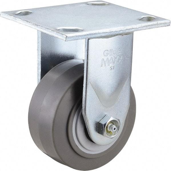 Value Collection - 4" Diam x 2" Wide x 5-5/8" OAH Top Plate Mount Rigid Caster - TPR, 300 Lb Capacity, Roller Bearing, 4 x 4-1/2" Plate - Americas Industrial Supply