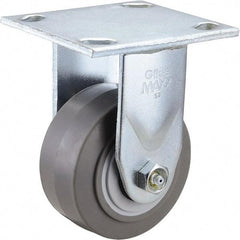 Value Collection - 4" Diam x 2" Wide x 5-5/8" OAH Top Plate Mount Rigid Caster - TPR, 300 Lb Capacity, Roller Bearing, 4 x 4-1/2" Plate - Americas Industrial Supply