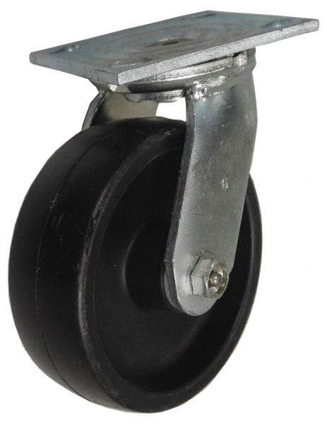 Value Collection - 5" Diam x 2" Wide x 6-1/2" OAH Top Plate Mount Swivel Caster - Polypropylene, 580 Lb Capacity, Roller Bearing, 4 x 4-1/2" Plate - Americas Industrial Supply