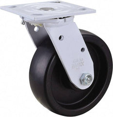 Value Collection - 6" Diam x 2" Wide, Polyolefin Swivel Caster - 650 Lb Capacity, Top Plate Mount, 4" x 4-1/2" Plate, Plain Bearing - Americas Industrial Supply