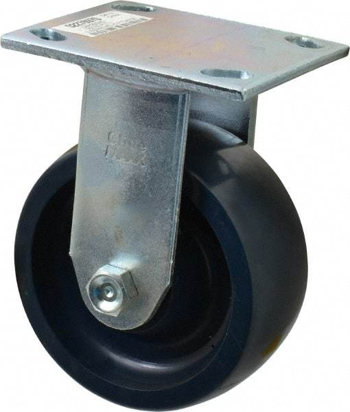 Value Collection - 5" Diam x 2" Wide x 6-1/2" OAH Top Plate Mount Rigid Caster - Polyurethane, 650 Lb Capacity, Roller Bearing, 4 x 4-1/2" Plate - Americas Industrial Supply