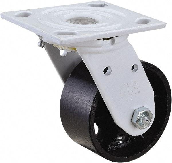Value Collection - 4" Diam x 2" Wide x 5-5/8" OAH Top Plate Mount Swivel Caster - Semi-Steel, 1,000 Lb Capacity, Plain Bearing, 4 x 4-1/2" Plate - Americas Industrial Supply