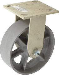 Value Collection - 6" Diam x 2" Wide, Semi-Steel Rigid Caster - 1,200 Lb Capacity, Top Plate Mount, 4" x 4-1/2" Plate, Plain Bearing - Americas Industrial Supply