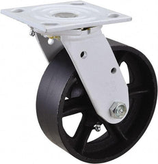 Value Collection - 6" Diam x 2" Wide, Semi-Steel Swivel Caster - 1,200 Lb Capacity, Top Plate Mount, 4" x 4-1/2" Plate, Plain Bearing - Americas Industrial Supply