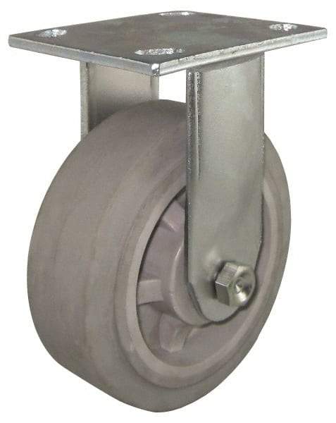 Value Collection - 4" Diam x 1-1/2" Wide x 5-5/8" OAH Top Plate Mount Rigid Caster - Rubber, 250 Lb Capacity, Roller Bearing, 4 x 4-1/2" Plate - Americas Industrial Supply