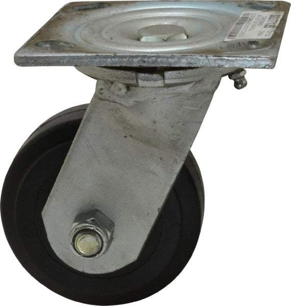 Value Collection - 4" Diam x 1-1/2" Wide x 5-5/8" OAH Top Plate Mount Swivel Caster - Rubber, 250 Lb Capacity, Roller Bearing, 4 x 4-1/2" Plate - Americas Industrial Supply
