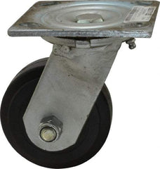 Value Collection - 4" Diam x 1-1/2" Wide x 5-5/8" OAH Top Plate Mount Swivel Caster - Rubber, 250 Lb Capacity, Roller Bearing, 4 x 4-1/2" Plate - Americas Industrial Supply