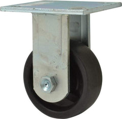 Value Collection - 4" Diam x 1-1/2" Wide x 5-5/8" OAH Top Plate Mount Rigid Caster - Polypropylene, 400 Lb Capacity, Roller Bearing, 4 x 4-1/2" Plate - Americas Industrial Supply