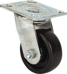 Value Collection - 4" Diam x 1-1/2" Wide x 5-5/8" OAH Top Plate Mount Swivel Caster - Polypropylene, 400 Lb Capacity, Roller Bearing, 4 x 4-1/2" Plate - Americas Industrial Supply