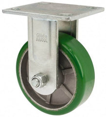 Value Collection - 5" Diam x 1-1/2" Wide x 6-1/2" OAH Top Plate Mount Rigid Caster - Polyurethane, 720 Lb Capacity, Roller Bearing, 4 x 4-1/2" Plate - Americas Industrial Supply