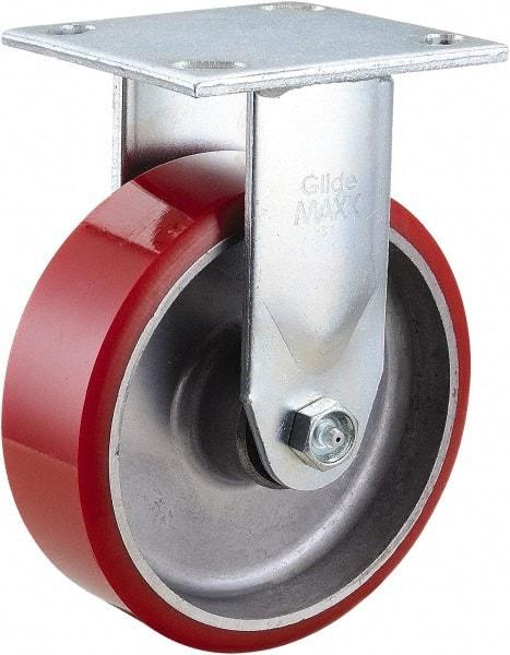 Value Collection - 6" Diam x 2" Wide x 7-1/2" OAH Top Plate Mount Rigid Caster - Polyurethane, 990 Lb Capacity, Roller Bearing, 4 x 4-1/2" Plate - Americas Industrial Supply