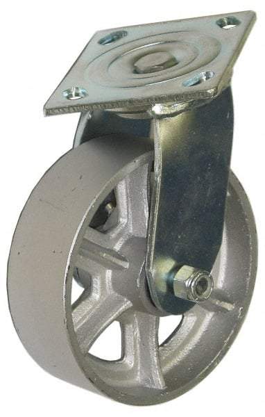Value Collection - 5" Diam x 2" Wide x 6-1/2" OAH Top Plate Mount Swivel Caster - Semi-Steel, 1,000 Lb Capacity, Roller Bearing, 4-1/2 x 6-1/4" Plate - Americas Industrial Supply