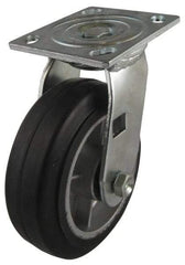 Value Collection - 5" Diam x 2" Wide x 6-1/2" OAH Top Plate Mount Swivel Caster - Soft Rubber, 450 Lb Capacity, Roller Bearing, 4 x 4-1/2" Plate - Americas Industrial Supply