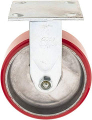 Value Collection - 6" Diam x 2" Wide x 7-1/2" OAH Top Plate Mount Rigid Caster - Polyurethane, 1,100 Lb Capacity, Roller Bearing, 4 x 4-1/2" Plate - Americas Industrial Supply