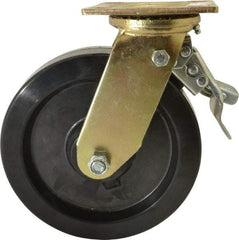 Value Collection - 8" Diam x 2" Wide x 9-1/2" OAH Top Plate Mount Swivel Caster with Brake - Phenolic, 1,100 Lb Capacity, Roller Bearing, 4 x 4-1/2" Plate - Americas Industrial Supply