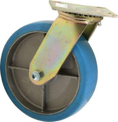 Value Collection - 8" Diam x 2" Wide x 9-1/2" OAH Top Plate Mount Swivel Caster - Polyurethane, 1,100 Lb Capacity, Roller Bearing, 4 x 4-1/2" Plate - Americas Industrial Supply