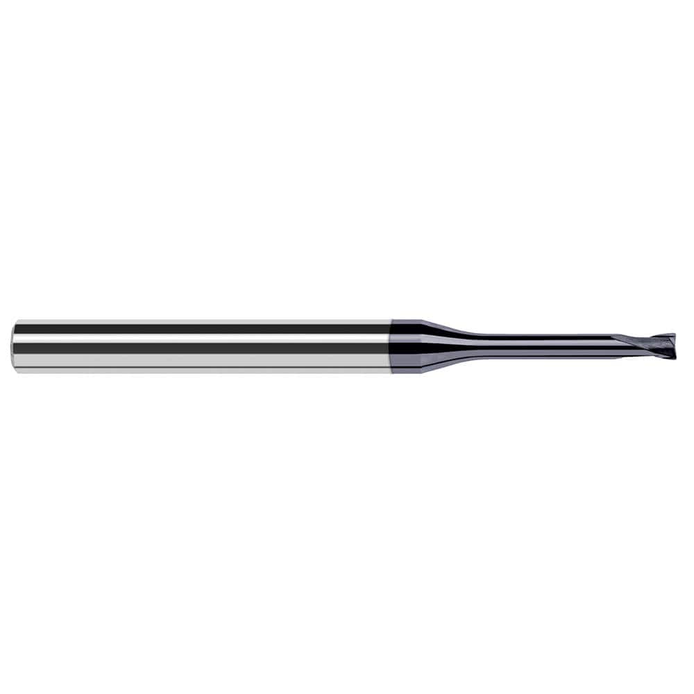 Corner Radius End Mill: 1/8″ Dia, 0.1″ LOC, 1/64″ Radius, 2 Flutes, Solid Carbide 2-1/2″ OAL, 1/4″ Shank Dia, 20 ° Helix, AlTiN Nano Coated, Corner Radius End, Centercutting