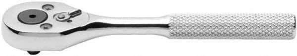 Proto - 1/4" Drive Pear Head Aerospace Ratchet - Chrome Finish, 5" OAL, 24 Gear Teeth, Standard Knurled Handle, Sealed Head - Americas Industrial Supply