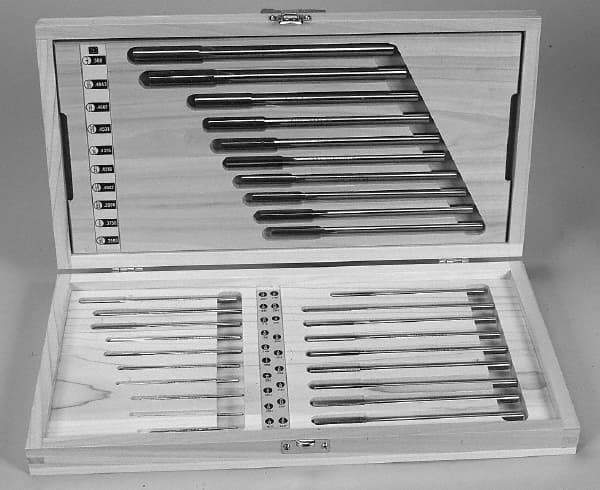Made in USA - 1/16" to 1/8", Chucking Reamer Set - Spiral Flute, Right Hand Cut, 29 Pieces - Americas Industrial Supply