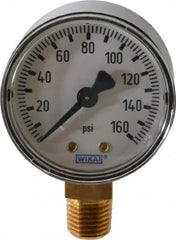 Wika - 2" Dial, 1/4 Thread, 0-160 Scale Range, Pressure Gauge - Lower Connection Mount, Accurate to 3-2-3% of Scale - Americas Industrial Supply
