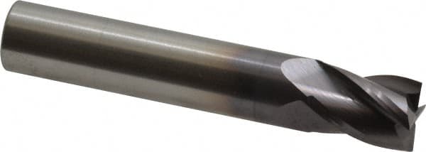 M.A. Ford - 7/16", 5/8" LOC, 7/16" Shank Diam, 2-1/2" OAL, 4 Flute, Solid Carbide Square End Mill - Single End, TiAlN Finish, Spiral Flute, 30° Helix, Centercutting, Right Hand Cut, Right Hand Flute, Series 163 - Americas Industrial Supply