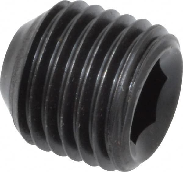Value Collection - 3/8-24 UNF, 3/8" OAL, Flat Point Set Screw - Grade 8 Alloy Steel, 3/16" Key - Americas Industrial Supply
