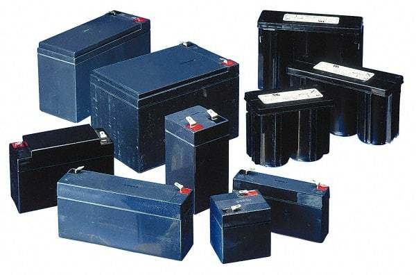 Mule - Pure Lead, Quick-Disconnect Tab Terminal, 6 Volt, 2.5 Amp, Lead Rechargeable Battery - 1/4" Tab Width x 0.032" Tab Thickness, 1.78" Wide x 2-3/4" High x 4.43" Deep - Americas Industrial Supply