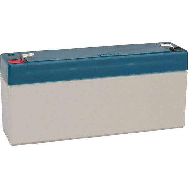 Mule - Lead-Acid, Quick-Disconnect Tab Terminal, 6 Volt, 3.2 Amp, Lead Rechargeable Battery - 6.35mm Tab Width x 0.8mm Tab Thickness, 1.34" Wide x 2.56" High x 5.28" Deep - Americas Industrial Supply