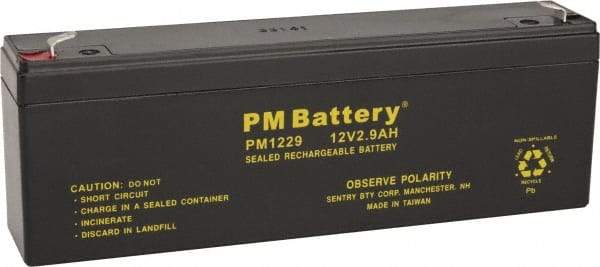 Mule - Lead-Acid, Quick-Disconnect Tab Terminal, 12 Volt, 2.3 Amp, Lead Rechargeable Battery - 4.8mm Tab Width x 0.8mm Tab Thickness, 1.38" Wide x 2.64" High x 7" Deep - Americas Industrial Supply