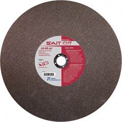 Sait - 14" 24 Grit Aluminum Oxide Cutoff Wheel - 1/8" Thick, 20mm Arbor, 5,460 Max RPM, Use with Portable Tools - Americas Industrial Supply