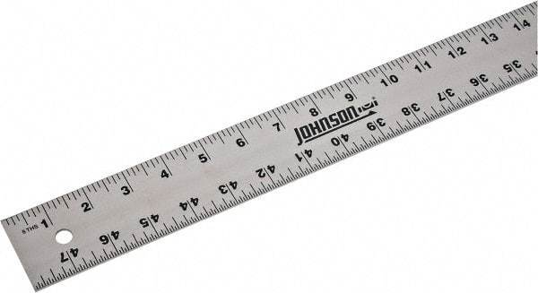 Johnson Level & Tool - 48" Long, 1/8, 1/16" Graduation, Aluminum Rule - English Graduation Style, Gray, Anodized Finish - Americas Industrial Supply