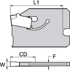 Kennametal - 3/4" Blade Height, 0.0669" Blade Width, 1" OAL, Neutral Cut, Single End Indexable Cut-Off Blade - 16mm Max Depth of Cut, A2BHSN Blade - Americas Industrial Supply